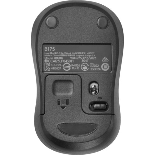 Мышь Logitech B175 черный оптическая 1000dpi беспров. USB для ноутбука 2but (910-004332)