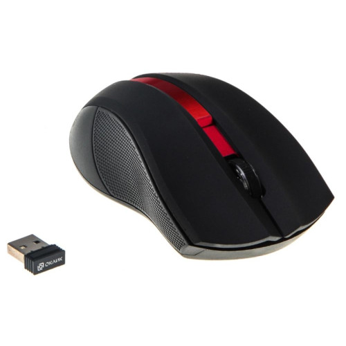 Мышь Oklick 615MW черный/красный оптическая 1200dpi беспров. USB для ноутбука 3but (412861)