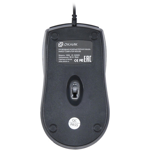 Мышь Oklick 185M черный оптическая 1200dpi USB для ноутбука 3but (945606)
