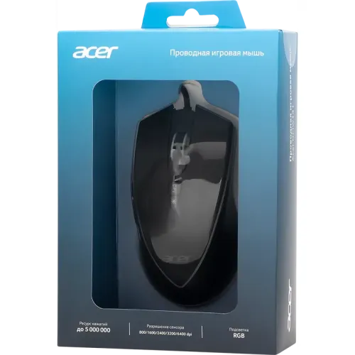 Мышь игровая компьютерная/ Проводная игровая мышь ACER OMW131 Wired USB Gaming Mouse (6000dpi) RGB (6but) black