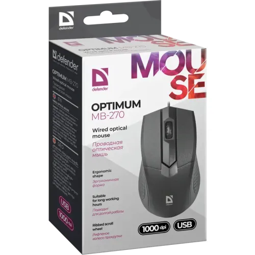 Мышь DEFENDER USB OPTICAL OPTIMUM MB-270 BLACK 52271