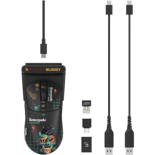Мышь A4Tech Bloody R72 Ultra Duo черный/рисунок оптическая 20000dpi беспров. USB/USB-C 6but (R72 ULTRA DUO RENEGADEMIDNIGHT)