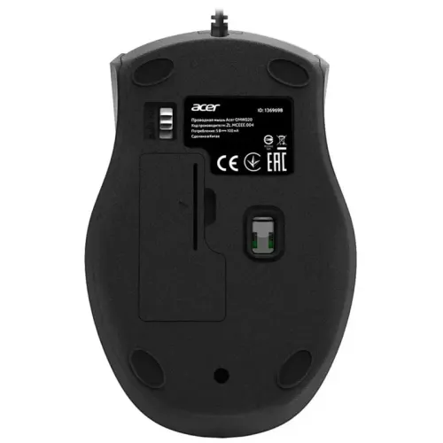 Мышь компьютерная Проводная мышь Acer OMW020 оптическая (1600dpi) USB (3but) black