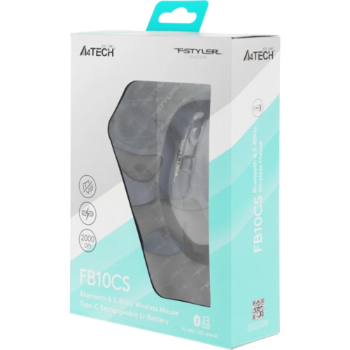 Мышь A4Tech Fstyler FB10CS черный оптическая 2000dpi silent беспров. BT/Radio USB 4but (FB10CS USB STONE BLACK)