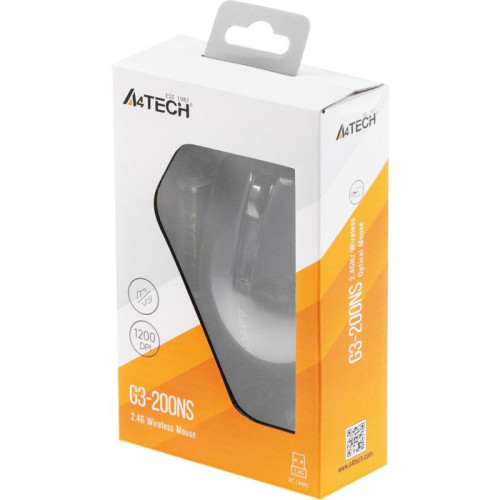 Мышь A4Tech V-Track G3-200NS черный оптическая 1200dpi беспров. USB 3but
