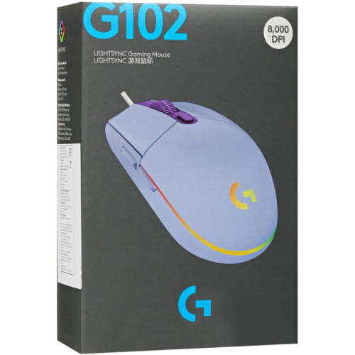 Мышь Logitech G102 LightSync сиреневый оптическая 8000dpi USB 6but (910-005857) Мышь Logitech G102 LightSync сиреневый оптическая 8000dpi USB 6but (910-005857)