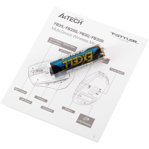 Мышь A4Tech Fstyler FB35 зеленый/черный оптическая 2000dpi беспров. BT/Radio USB для ноутбука 6but (FB35 MIDLIGHT GREEN)