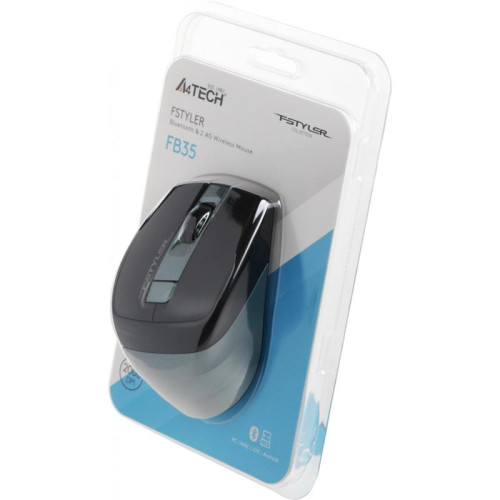 Мышь A4Tech Fstyler FB35 зеленый/черный оптическая 2000dpi беспров. BT/Radio USB для ноутбука 6but (FB35 MIDLIGHT GREEN)