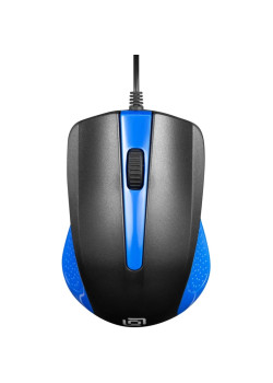 Мышь Oklick 225M черный/синий оптическая 1200dpi USB 3but (288233)