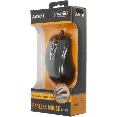 Мышь A4Tech V-Track Padless N-70FX черный оптическая 1600dpi USB для ноутбука 7but Мышь A4Tech V-Track Padless N-70FX черный оптическая 1600dpi USB для ноутбука 7but