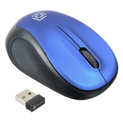 Мышь Oklick 665MW черный/синий оптическая 1600dpi беспров. USB для ноутбука 3but (1025132)