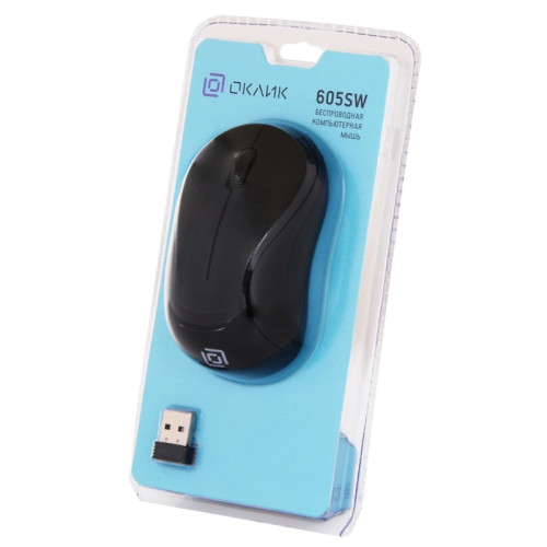 Мышь Oklick 605SW черный оптическая 1200dpi беспров. USB для ноутбука 3but (384108)