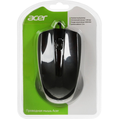 Мышь компьютерная/ Проводная мышь Acer OMW010 оптическая (1200dpi) USB (3but) black Мышь компьютерная/ Проводная мышь Acer OMW010 оптическая (1200dpi) USB (3but) black