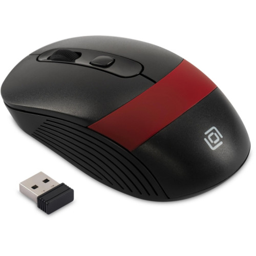 Мышь Oklick 310MW черный/красный оптическая 3200dpi беспров. USB для ноутбука 4but (1869093)