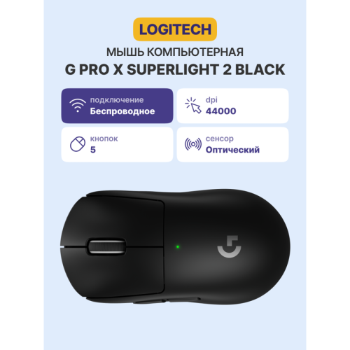 Мышь/ Logitech Mouse G PRO X Superlight 2 Wireless Gaming Black Retail