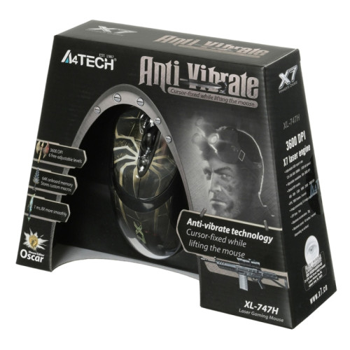 Мышь A4Tech Oscar Editor XL-747H коричневый/рисунок лазерная 3600dpi USB2.0 6but (XL-747H (BROWN SPIDER))