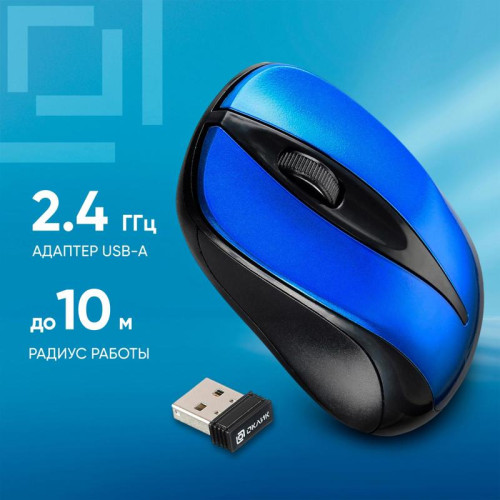 Мышь Oklick 675MW черный/синий оптическая 1200dpi беспров. USB для ноутбука 3but (1025918)