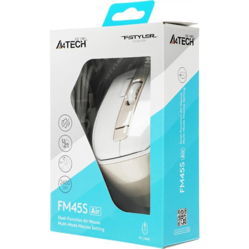 Мышь A4Tech Fstyler FM45S Air бежевый оптическая 2400dpi silent USB 7but (FM45S AIR USB (CREAM BEIGE))