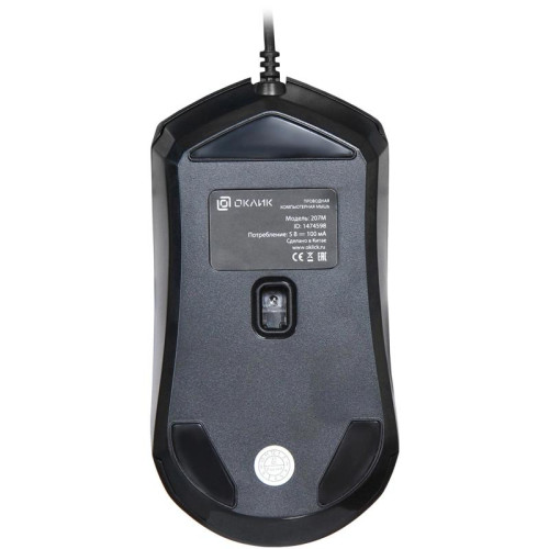 Мышь Oklick 207M черный оптическая 2400dpi USB 4but (1474598)
