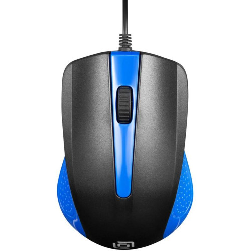 Мышь Oklick 225M черный/синий оптическая 1200dpi USB 3but (288233)