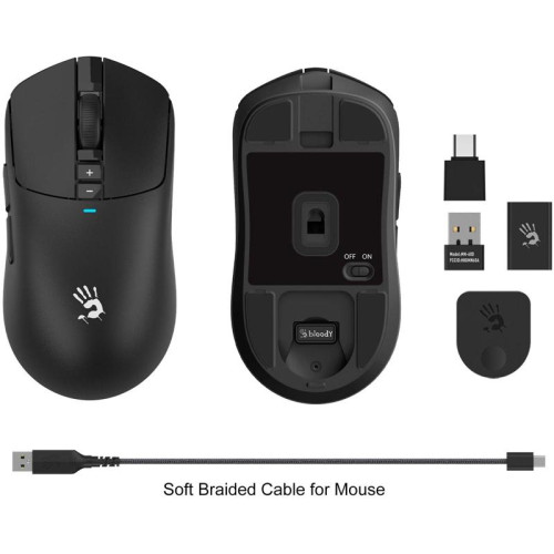 Мышь A4Tech Bloody R72 Ultra черный оптическая 20000dpi беспров. USB-C 7but