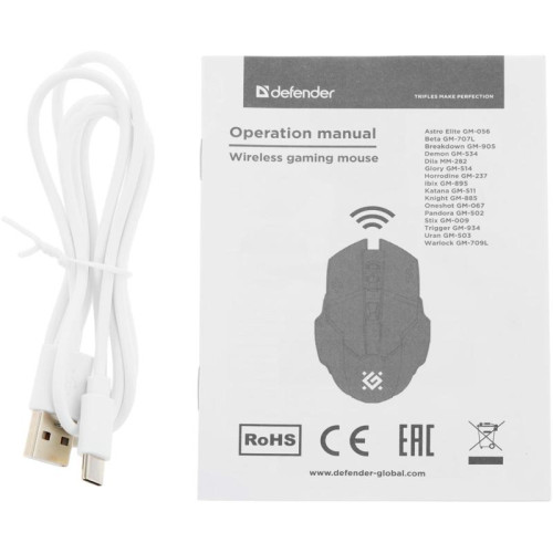 Мышь Defender Pandora GM-502 розовый оптическая 3200dpi silent беспров. USB 6but (52501)