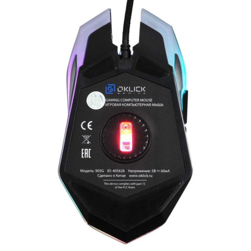 Мышь Oklick 905G INVASION черный оптическая 3600dpi USB для ноутбука 6but (405626)