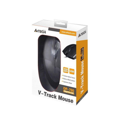 Мышь A4Tech OP-760 черный оптическая 1200dpi USB 3but