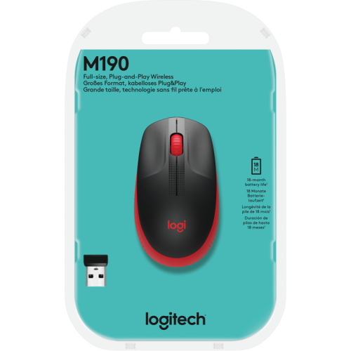 Мышь/ Logitech Wireless Mouse M190 RED