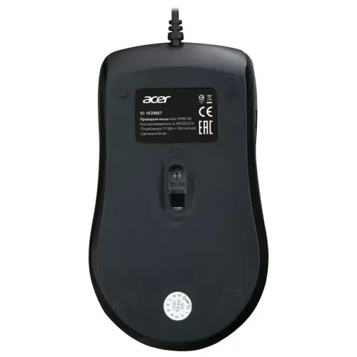 Мышь компьютерная/ Проводная мышь Acer OMW136 оптическая (1200dpi) USB (2but) black