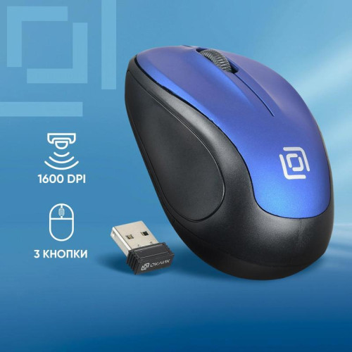 Мышь Oklick 665MW черный/синий оптическая 1600dpi беспров. USB для ноутбука 3but (1025132)