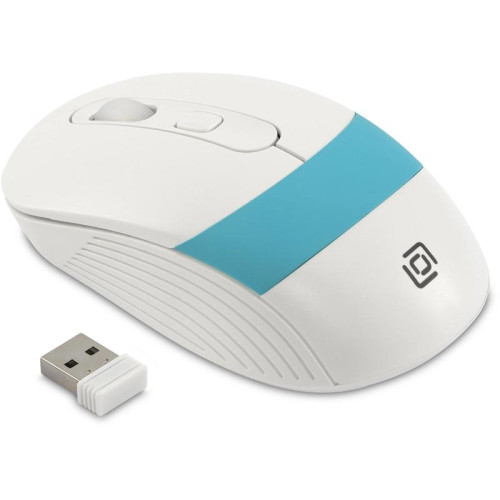 Мышь Oklick 310MW белый/синий оптическая 3200dpi беспров. USB для ноутбука 4but (1869094)