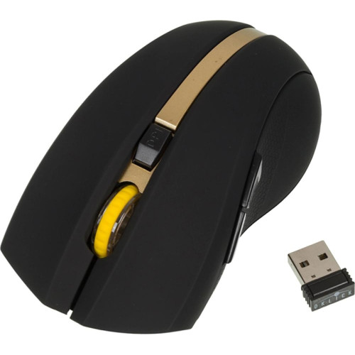 Мышь Oklick 495MW черный/золотистый оптическая 1600dpi беспров. USB для ноутбука 6but (998168)