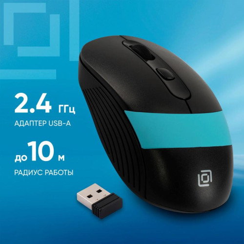 Мышь Oklick 310MW черный/синий оптическая 3200dpi беспров. USB для ноутбука 4but (1869090)