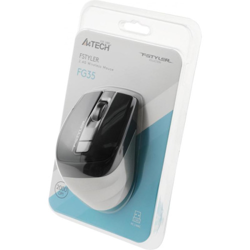 Мышь A4Tech Fstyler FG35 серый/черный оптическая 2000dpi беспров. USB 6but (FG35 GREY)