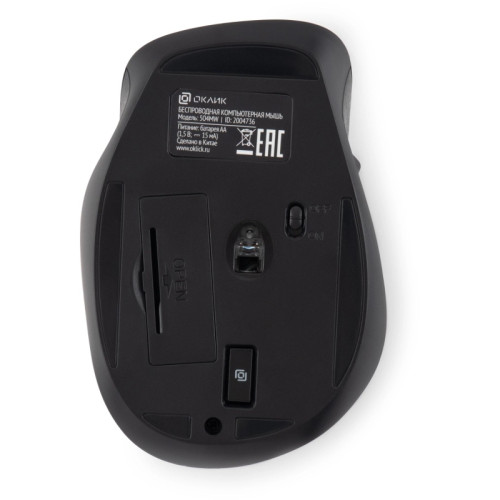 Мышь Oklick 504MW черный/серый оптическая 1600dpi silent беспров. USB 6but (2004736)