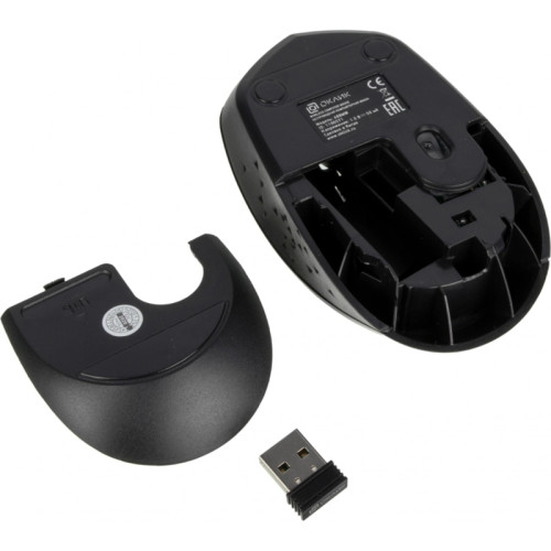 Мышь Oklick 488MW черный/серый оптическая 1600dpi беспров. USB для ноутбука 4but (1196571)