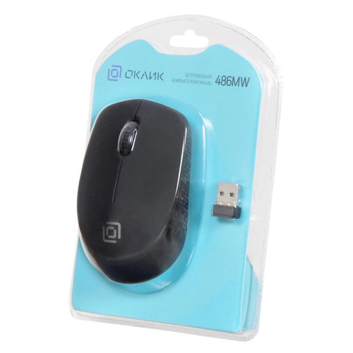 Мышь Oklick 486MW черный оптическая 1600dpi беспров. USB для ноутбука 3but (1196555)