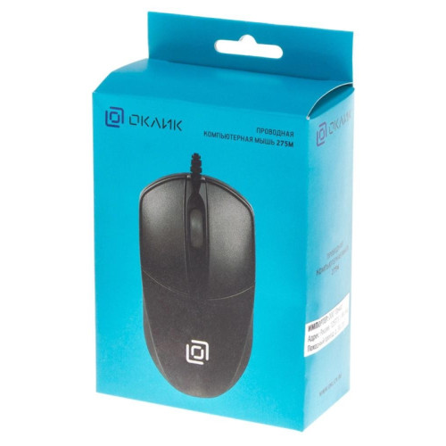Мышь Oklick 275M черный оптическая 1200dpi USB 3but (412841)