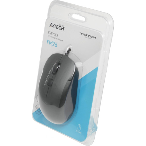 Мышь A4Tech Fstyler FM26 серый/черный оптическая 1600dpi USB для ноутбука 4but (FM26 USB (SMOKY GREY))