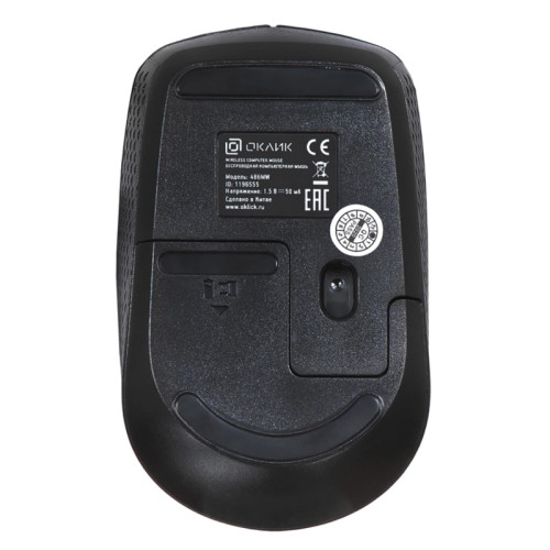 Мышь Oklick 486MW черный оптическая 1600dpi беспров. USB для ноутбука 3but (1196555)