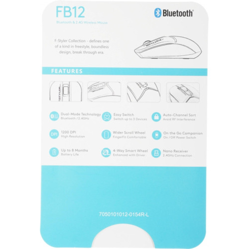 Мышь A4Tech Fstyler FB12 белый оптическая 1200dpi беспров. BT/Radio USB 3but (FB12 WHITE)