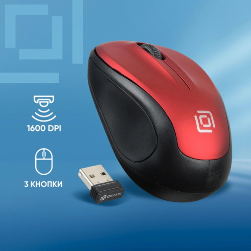 Мышь Oklick 665MW черный/красный оптическая 1600dpi беспров. USB для ноутбука 3but (1025135)