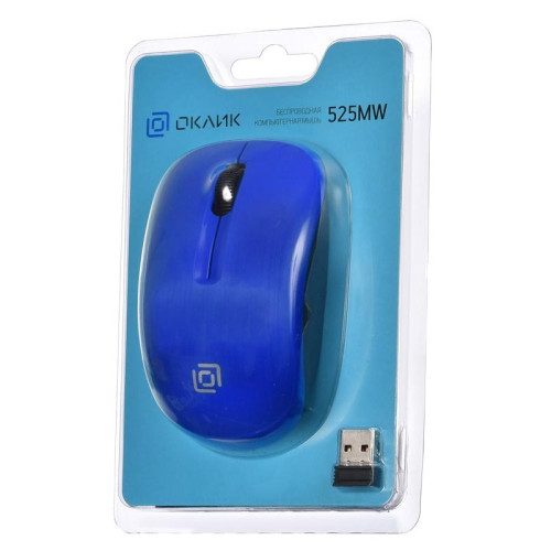 Мышь Oklick 525MW черный/синий оптическая 1000dpi беспров. USB для ноутбука 3but (1090723)