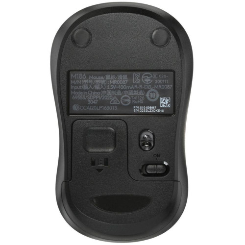 Мышь LOGITECH WRL M186 GREY 910-004131 Мышь LOGITECH WRL M186 GREY 910-004131