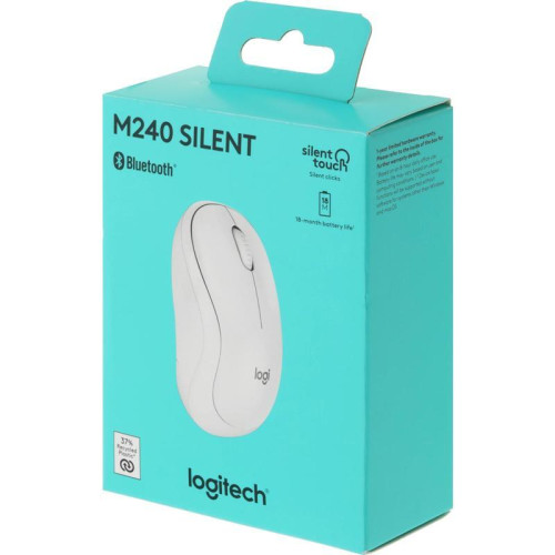 Мышь Logitech M240 белый оптическая 4000dpi silent беспров. BT для ноутбука 2but (910-007123)