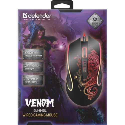 Defender Проводная игровая мышь Venom GM-640L оптика,8кнопок,3200dpi Defender Проводная игровая мышь Venom GM-640L оптика,8кнопок,3200dpi