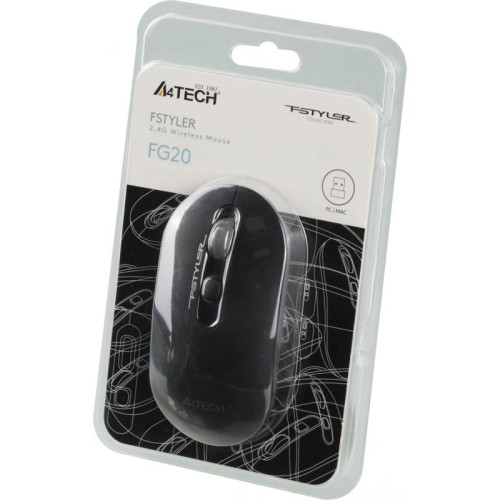 Мышь A4Tech Fstyler FG20 серый оптическая 2000dpi беспров. USB для ноутбука 4but (FG20 GREY)