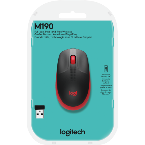 Мышь Logitech Wireless Mouse M190 RED