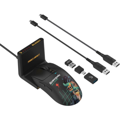 Мышь A4Tech Bloody R72 Ultra Duo черный/рисунок оптическая 20000dpi беспров. USB/USB-C 6but (R72 ULTRA DUO RENEGADEMIDNIGHT)